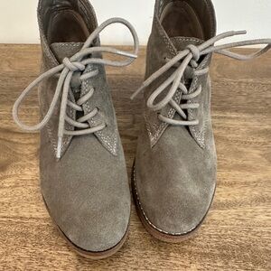 Gray Suede Lace-Up Ankle Boots